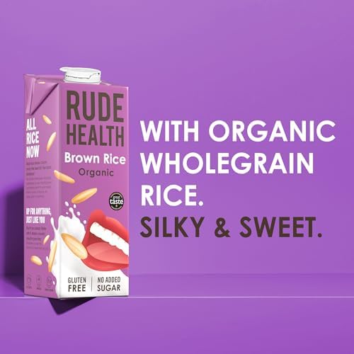 Rude Health Organic Brown Rice Milk – Unsweetened & Dairy Free (6 x 1L)