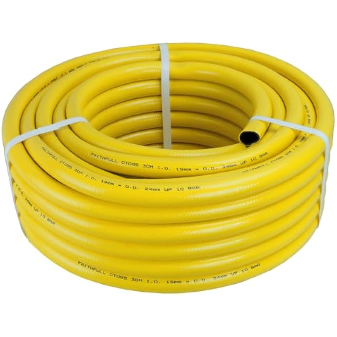 Faithfull Heavy-Duty Reinforced PVC Builders Hose - 30m x 19mm Yellow