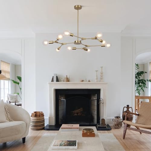 Jolof Store Modern Sputnik Chandelier – 9-Light Gold Mid Century Pendant