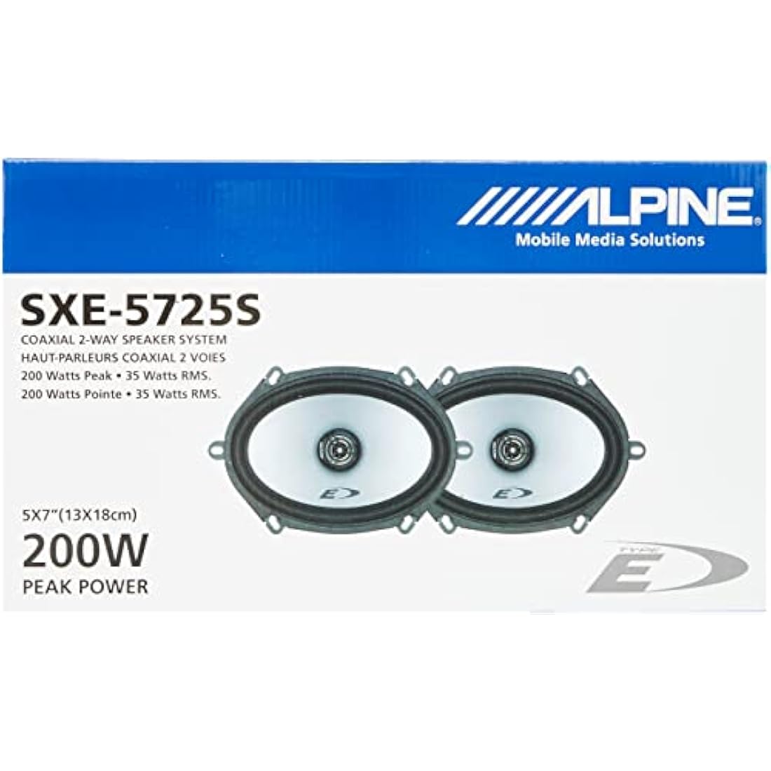Alpine SXE-5725S 5x7 Zoll 2-Wege Koaxial Lautsprecher (200W), Schwarz