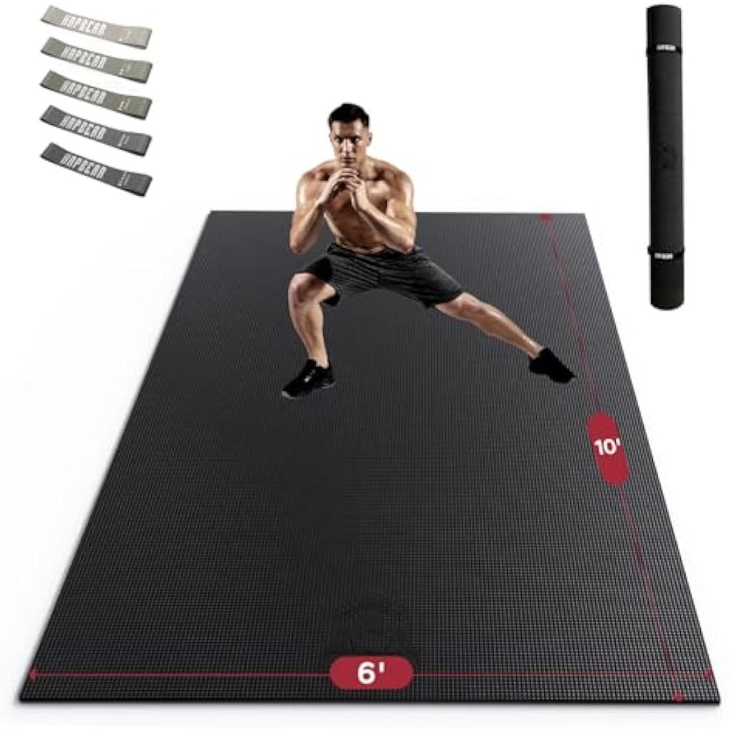 Hapbear Large Exercise Mat – 8mm Non-Slip Home Gym Yoga Mat for HIIT