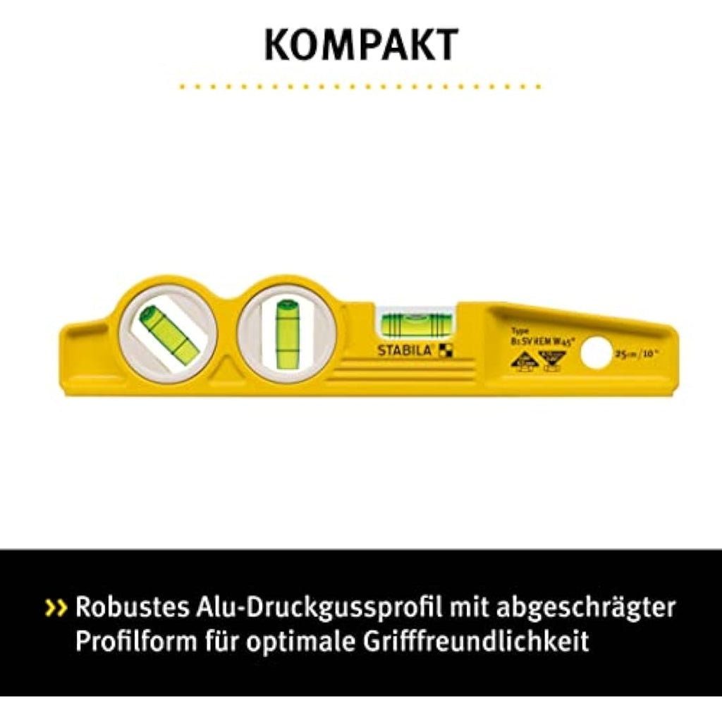Stabila 81 SV REM W45 Torpedo Spirit Level with Slope Vials & Bag