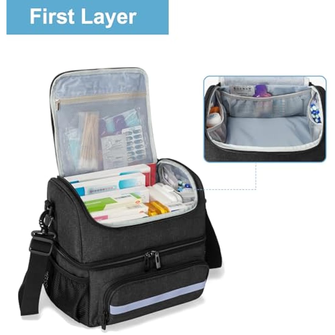 CURMIO Double Layer Medical Storage Bag | Portable First Aid Organizer