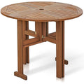 Furinno Tioman Hardwood Gateleg Round Patio Table – Teak Oil Finish