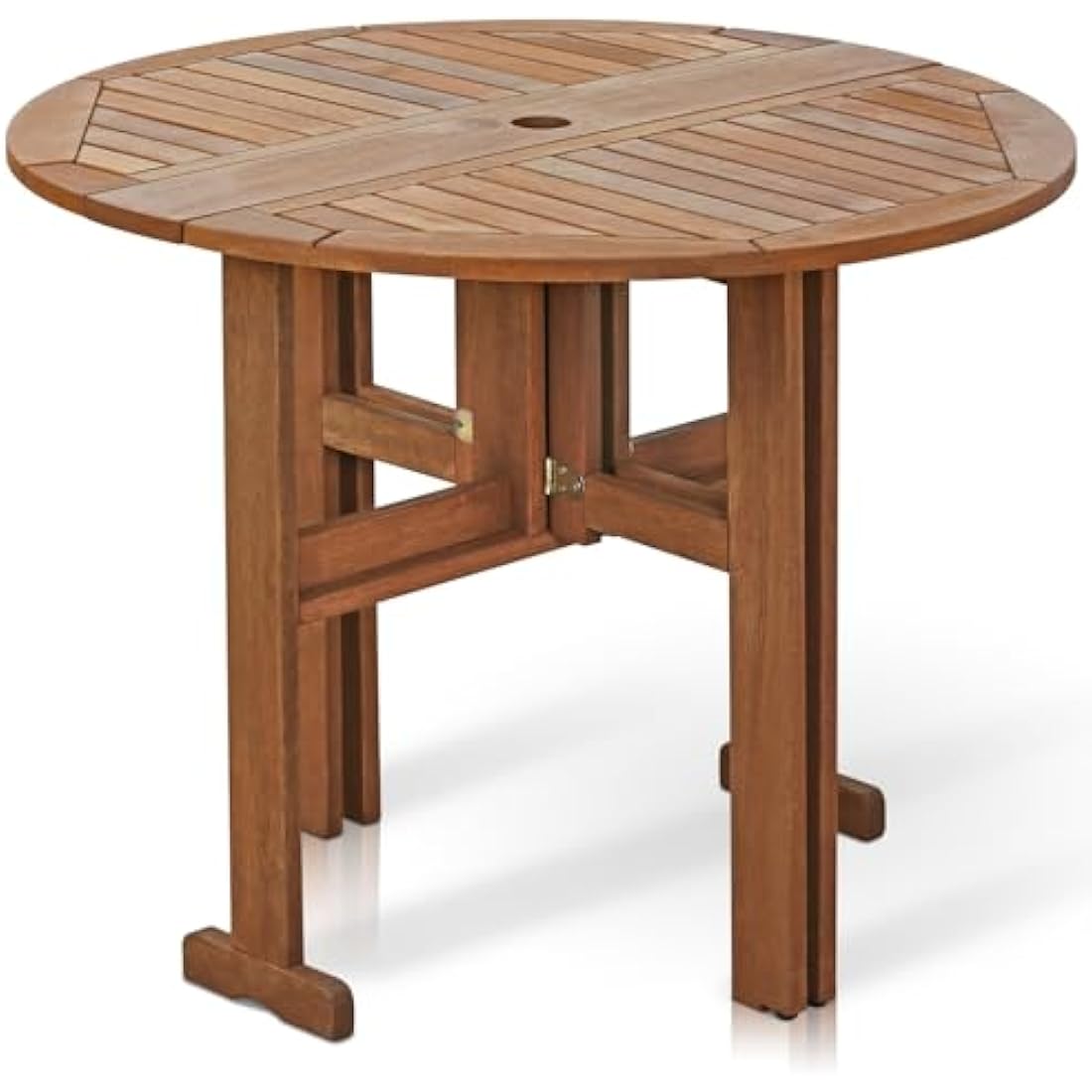 Furinno Tioman Hardwood Gateleg Round Patio Table – Teak Oil Finish