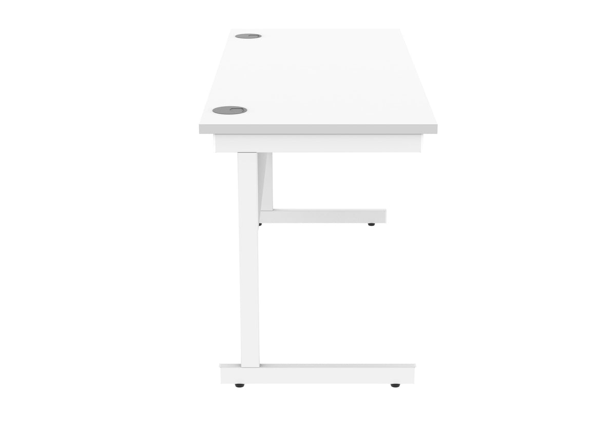 Office Hippo Essentials Rectangular Writing Computer Work Place, Home Office Desk with Cable Port Management, MFC, Arctic White, 140x60cm - image 2