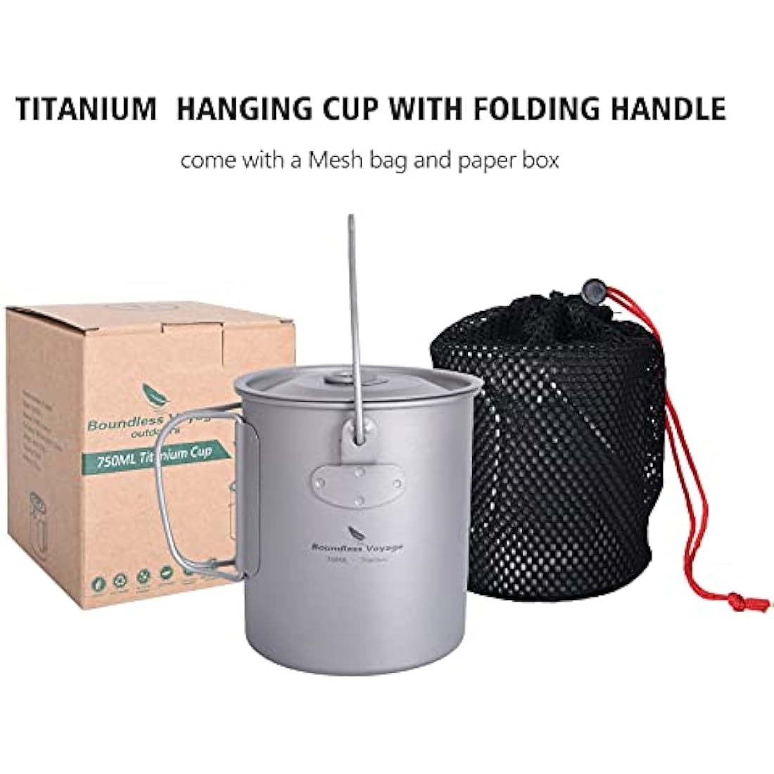 Boundless Voyage 750ml Titanium Pot | Ultralight Camping Mug Set