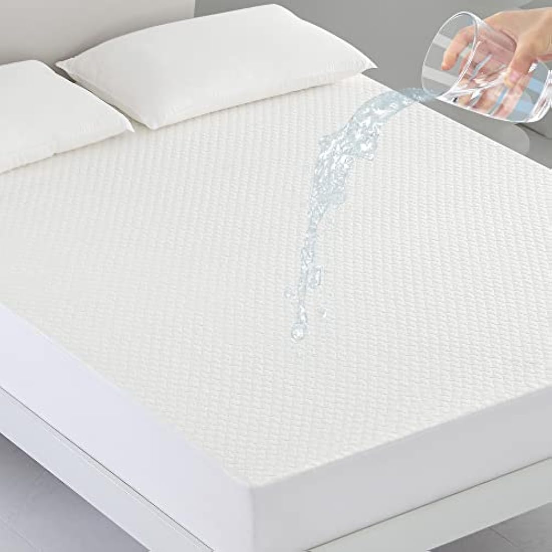 Coriwell Super King Waterproof Mattress Protector – Bamboo Deep Pocket White