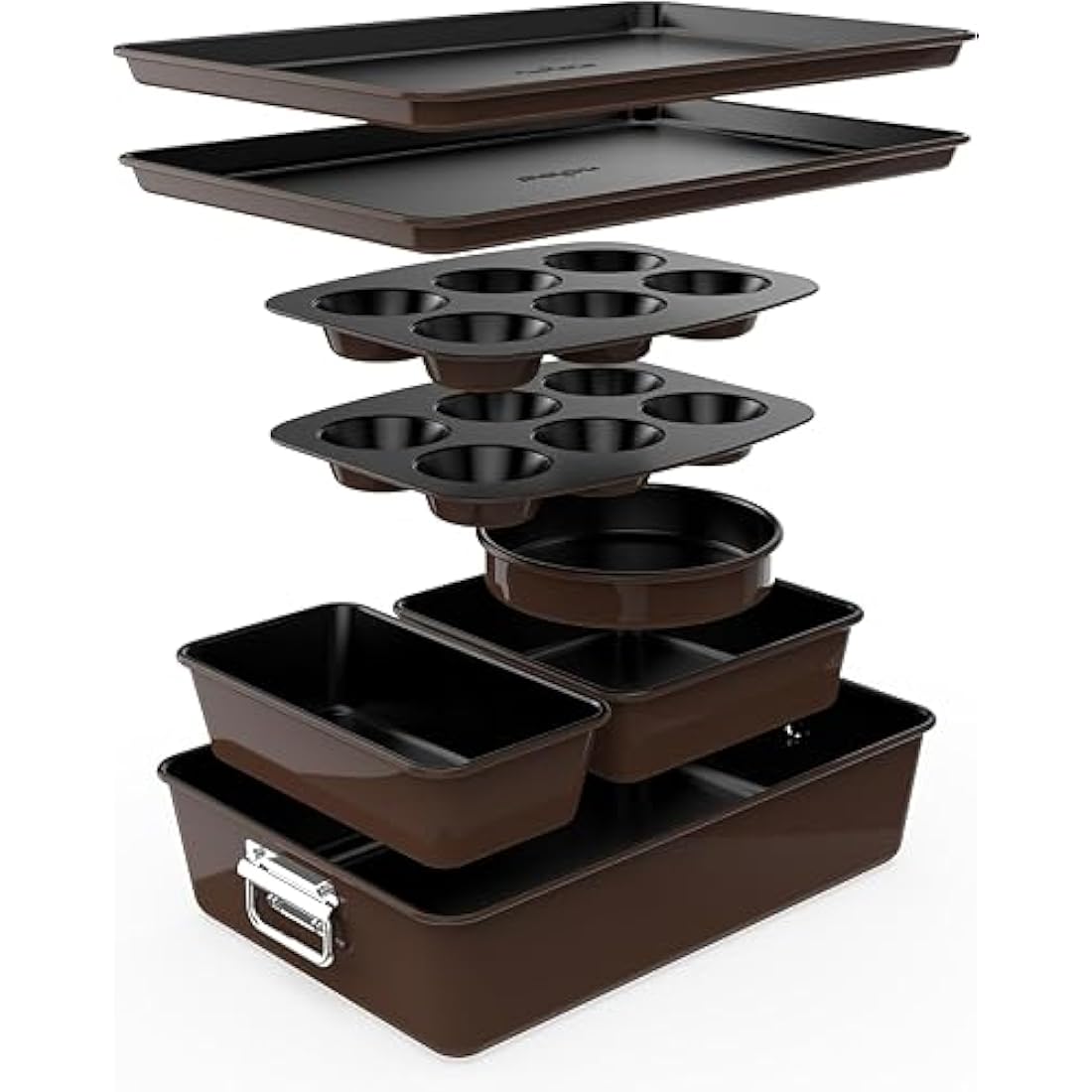 NutriChef 8-Piece Non-Stick Bakeware Set – Stackable Carbon Steel Pans