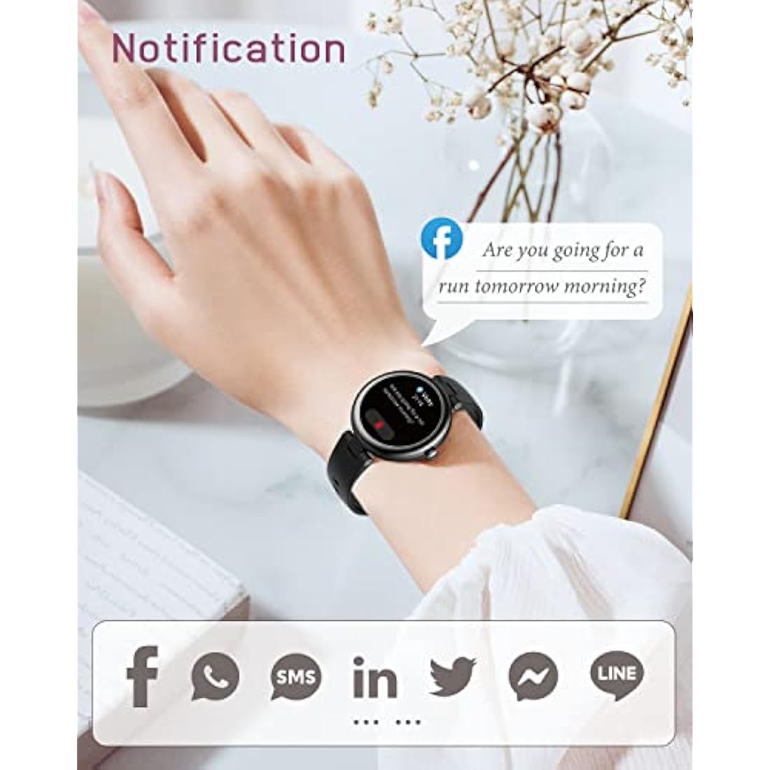 SHANG WING Lynn Women's Smartwatch | 1.1" Slim Fitness & Health Tracker