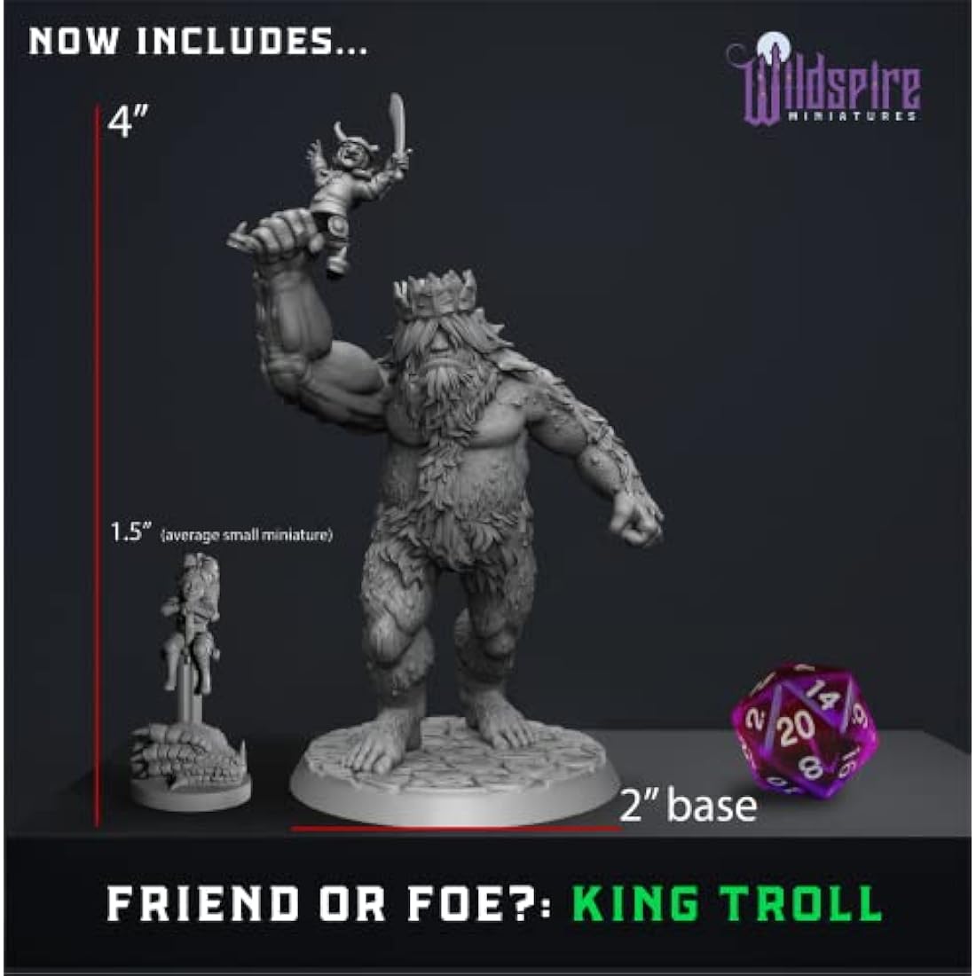Wildspire Heroes & Troll King DND Miniatures | 29 Unpainted 28mm Figures