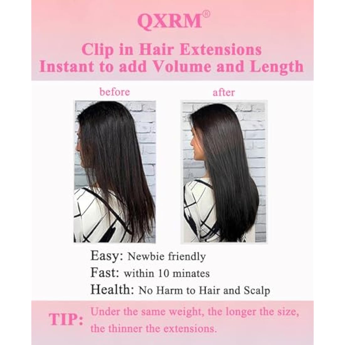Remy Human Hair Clip in Extensions – Double Weft Straight 18"
