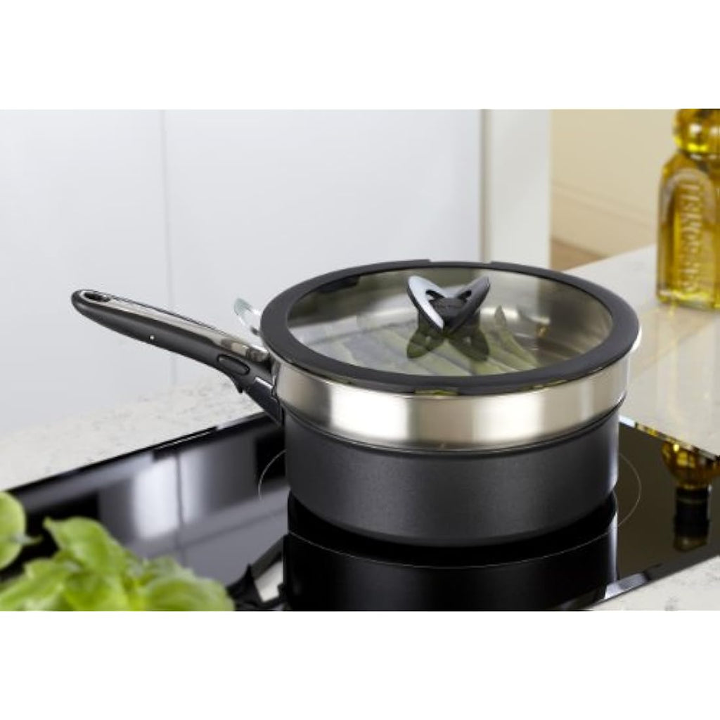 Tefal Ingenio 24cm Stainless Steel Steamer Insert with Glass Lid