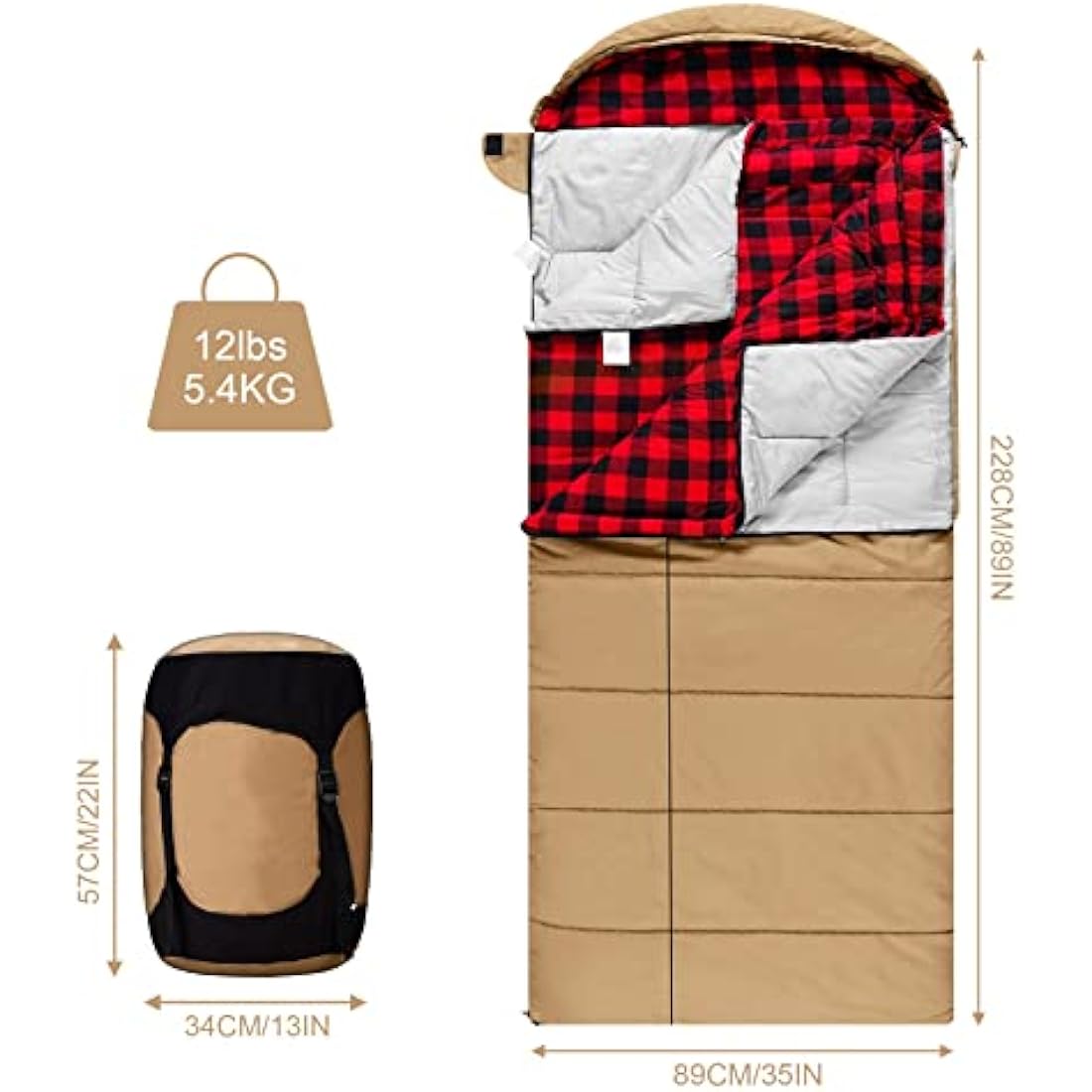 MCOTA 0 Degree Canvas Sleeping Bag – Oversized Flannel Lined Winter Gear