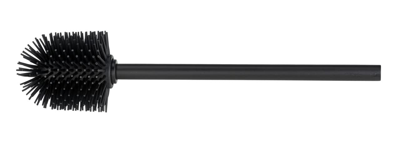WENKO Black Silicone Toilet Brush with Stainless Steel Handle – 8 cm
