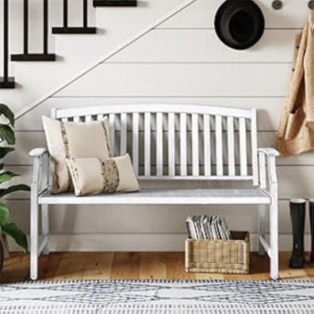 Grand Patio Metal Garden Bench – Rust-Resistant Outdoor Seating, White