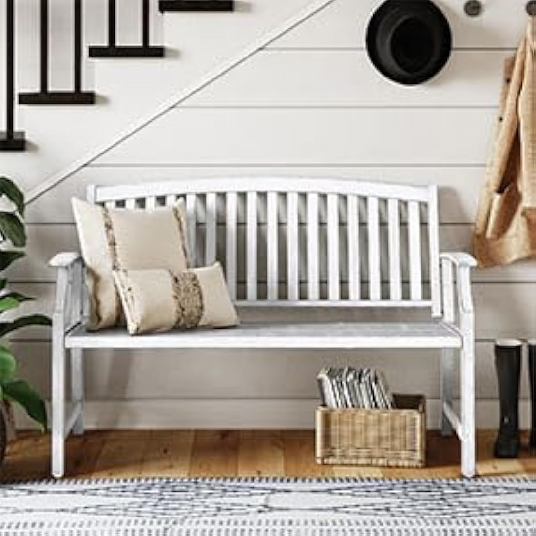 Grand Patio Metal Garden Bench – Rust-Resistant Outdoor Seating, White