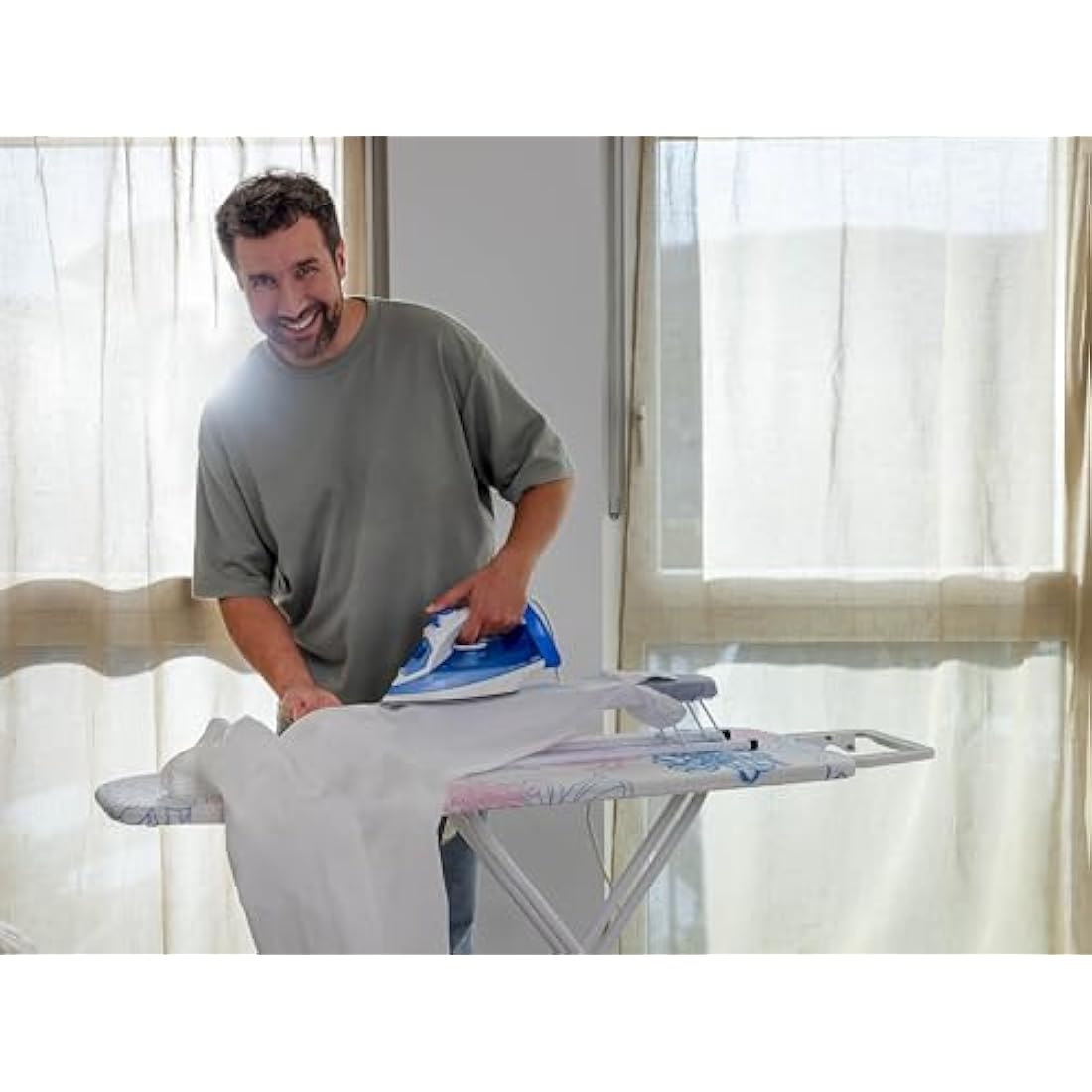 Leifheit Extra Long Sleeve Ironing Board – 57cm Foldable White Board