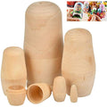 Jolof Store Unpainted Wooden Nesting Dolls – 6 Piece DIY Matryoshka Set