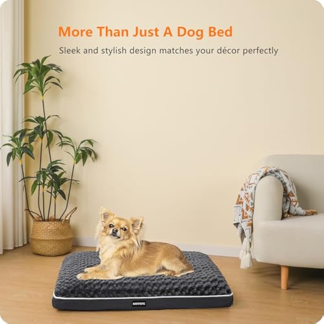 HMTOPE Orthopaedic Dog Bed – Washable Double Deck Pet Mat, Dark Grey