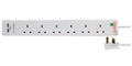 Pro Elec 6 Gang Surge Protected Extension Lead with 2 USB Ports, 5m