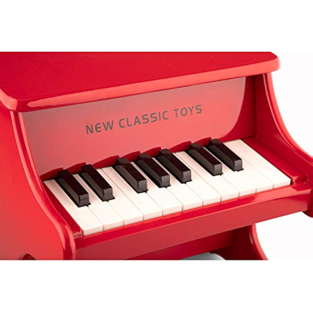 New Classic Toys Wooden Grand Piano for Toddlers with Music Book – Red