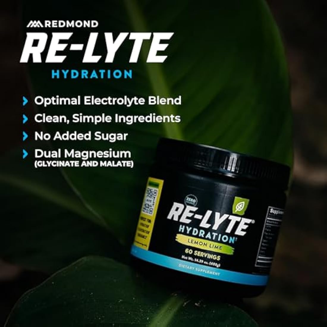 Redmond Re-Lyte Electrolyte Drink Mix - Lemon Lime Hydration Powder