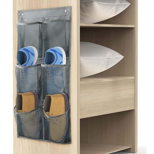 Naapesi 6-Pocket Over The Door Shoe Organiser – Breathable Mesh Shoe Rack for Space Saving Storage Up to Size 45 – Includes 2 Hooks & Shoe Horn - image 3