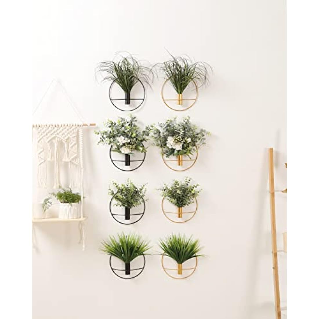Pretty Jolly Metal Ring Wall Vase Decor – 2 Pack Boho Pampas Grass Art