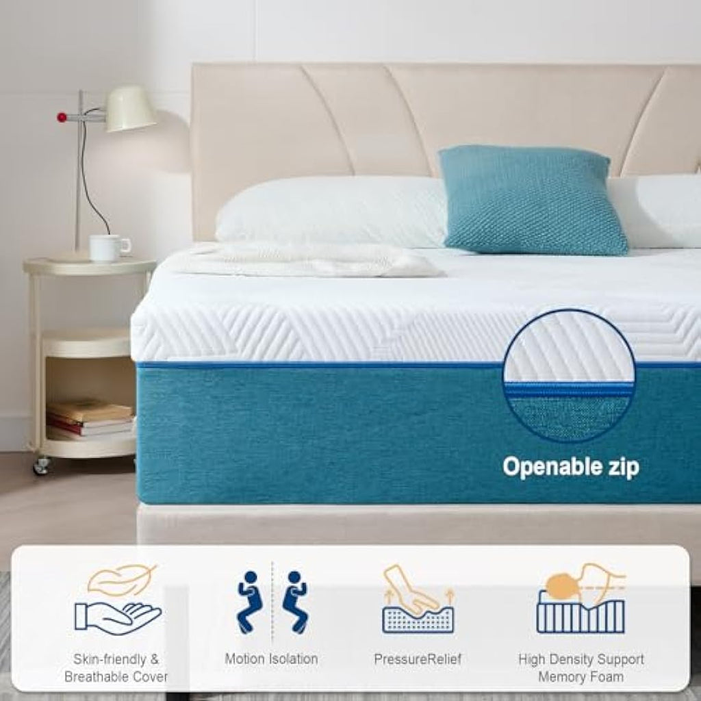 Hiimgo Double Memory Foam Mattress – Cooling Gel & Medium Firm Support