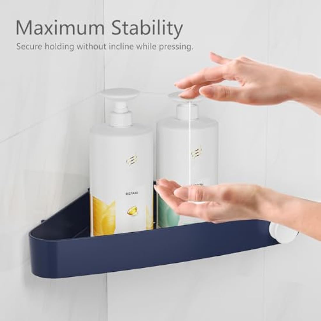 Corner Shower Caddy – 4 Pack No-Drill Adhesive Storage, Navy