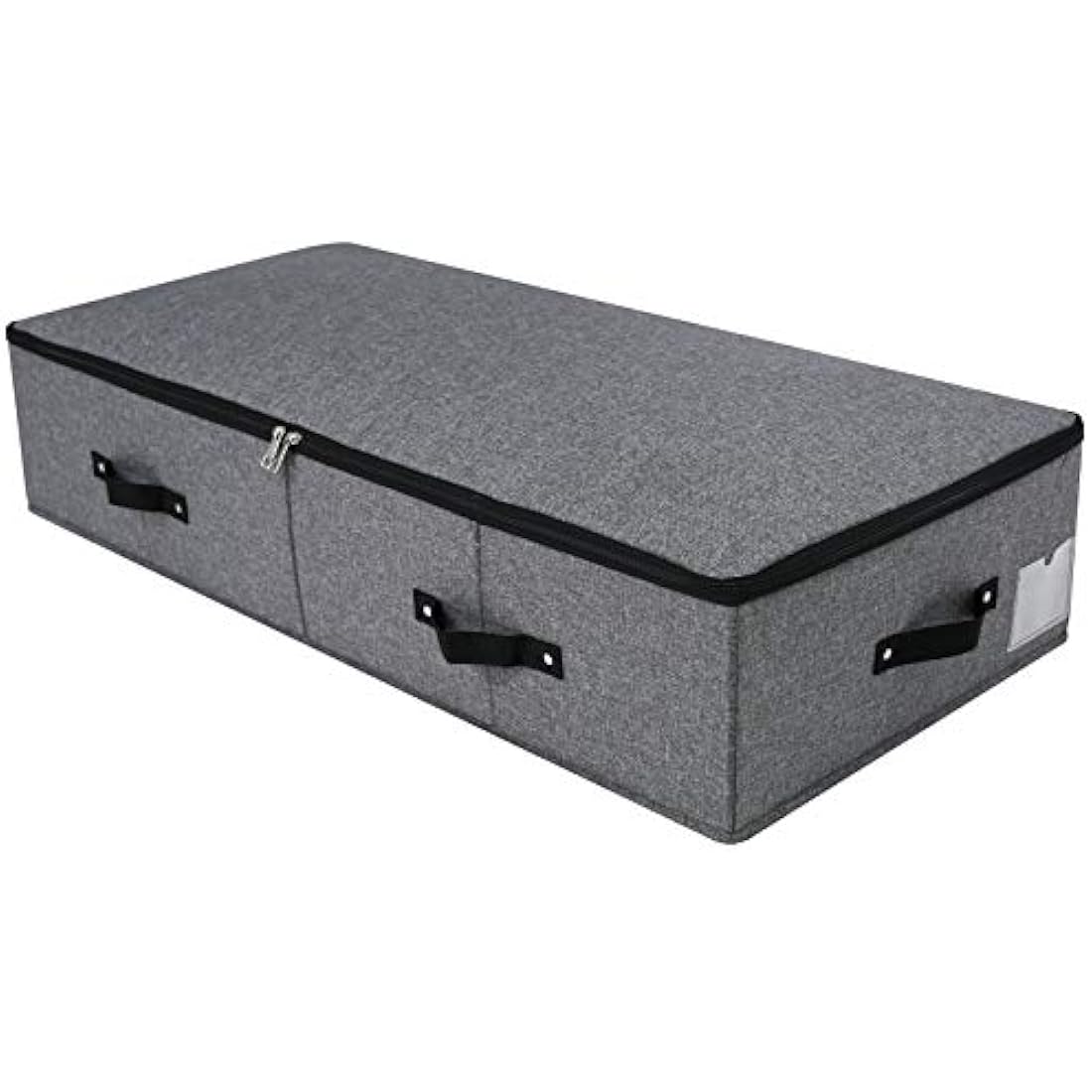 Foldable Under Bed Storage Box with Zipper Lid - Black Grey