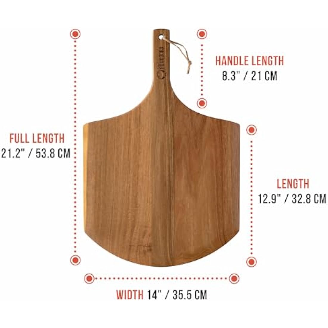 Chef Pomodoro 14-inch Acacia Wood Pizza Peel and Serving Board