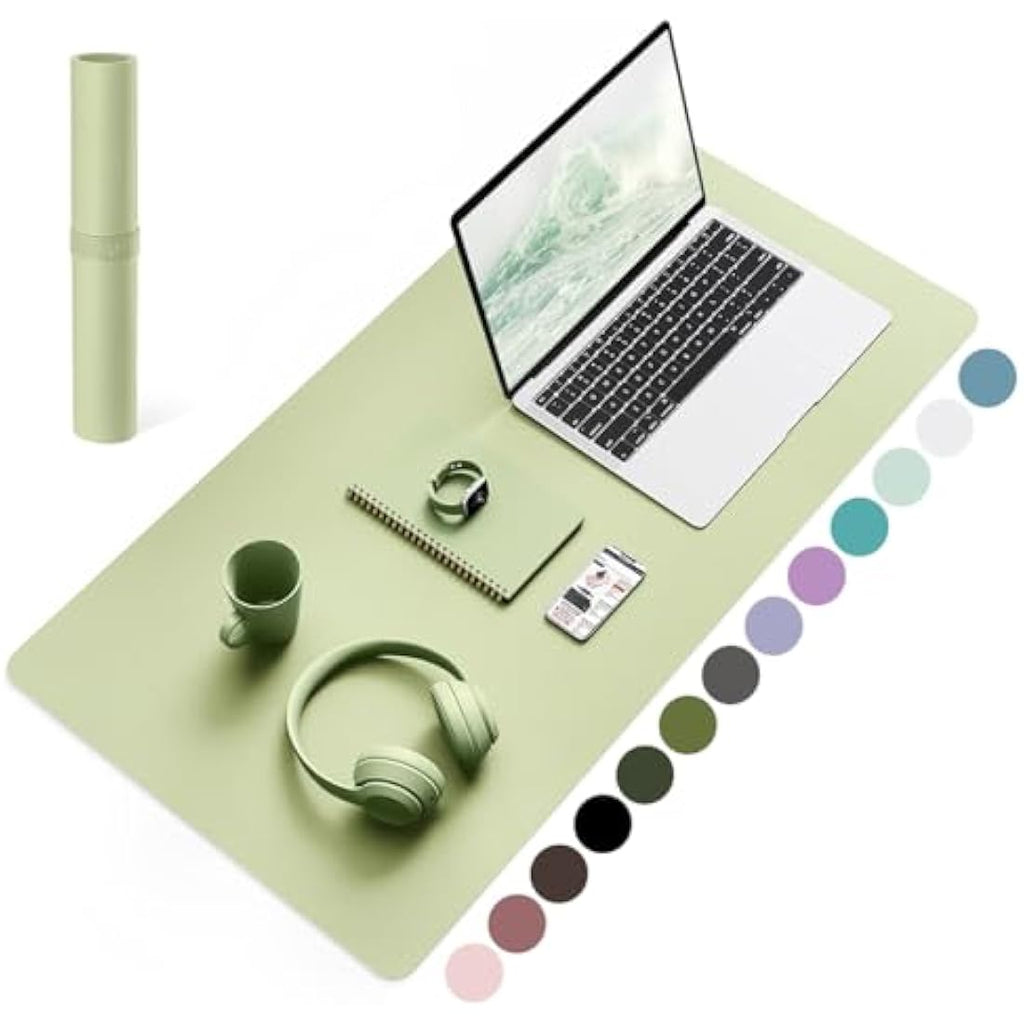 YSAGi Non-Slip PVC Leather Desk Pad | Waterproof Writing Mat, Matcha Green