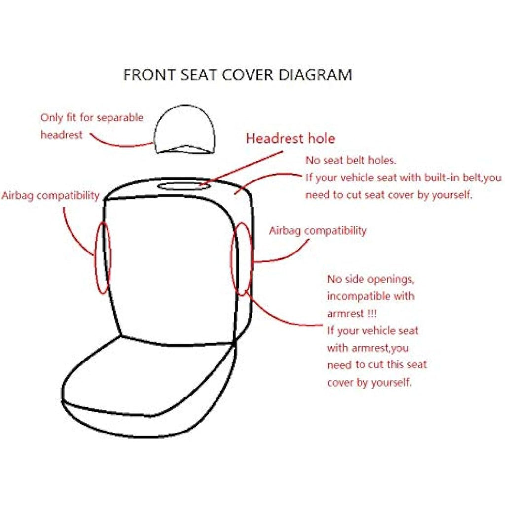 Car Seat Covers – 2 Front Seats Breathable PU Leather