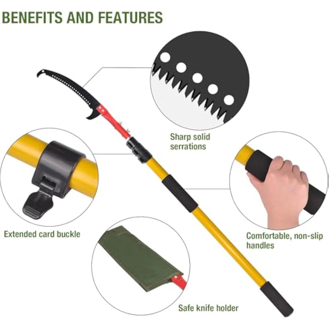 Sunorchid 14 Foot Telescopic Pole Saw | Extendable Tree Pruner for Trimming