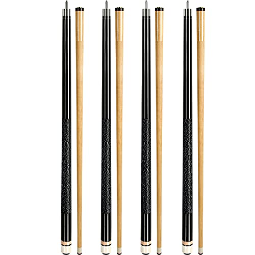 Aklot Pool Cues Set of 4 - 58" Canadian Maple Wood Sticks, 21 oz