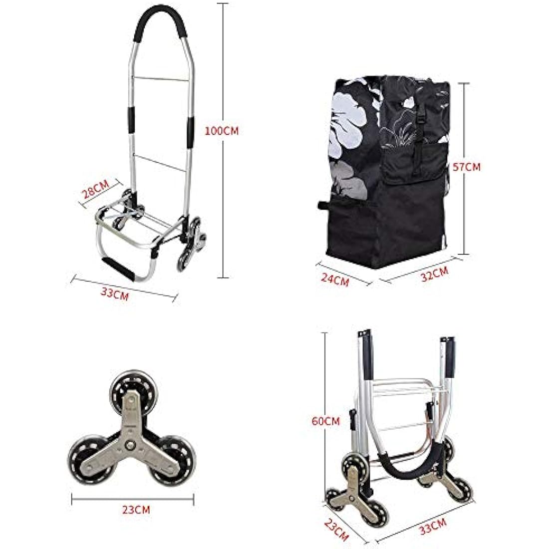 6-Wheel Stair Climber Folding Shopping Trolley - 50kg Capacity