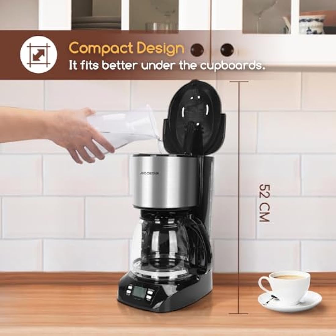 Aigostar Benno Programmable Drip Coffee Machine | 1.5L 12-Cup Maker