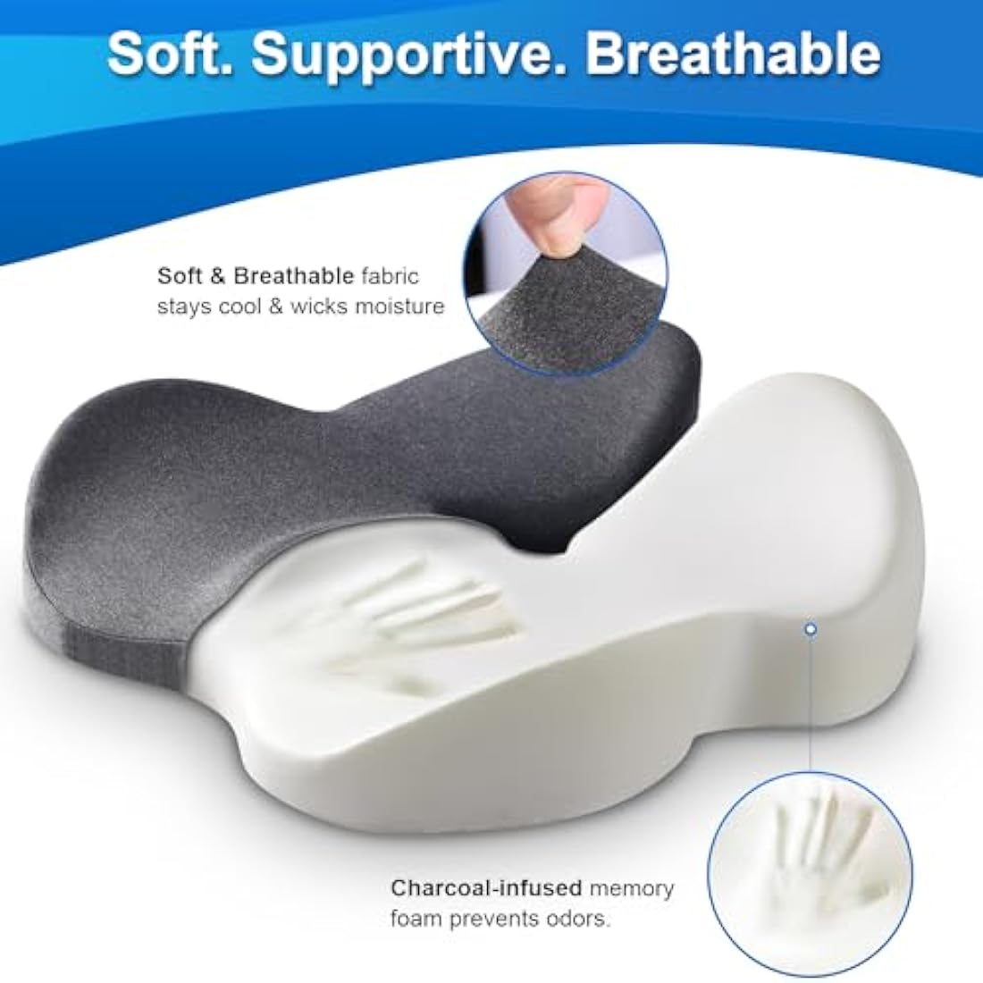 SKYNY Memory Foam Seat Cushion – Ergonomic Office Chair Pad for Tailbone Pain