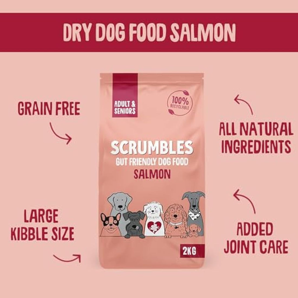 Scrumbles Grain Free Salmon Dry Dog Food for Sensitive Digestion – 7.5kg