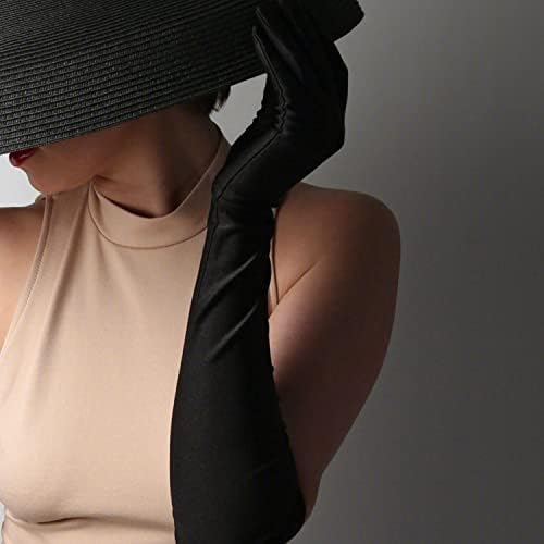 21" Satin Opera Gloves – 1920s Stretchy Long Elbow Gloves