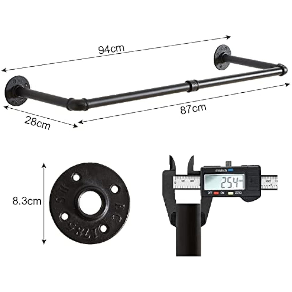 Industrial Pipe Clothes Rail – Set of 2 Heavy Duty 94cm