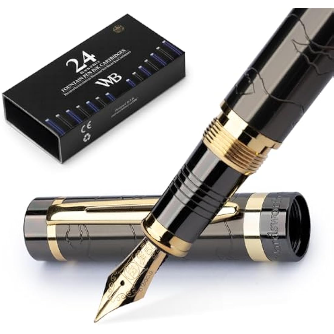 Wordsworth & Black Primori Fountain Pen Set - Gunmetal Gold Extra Fine