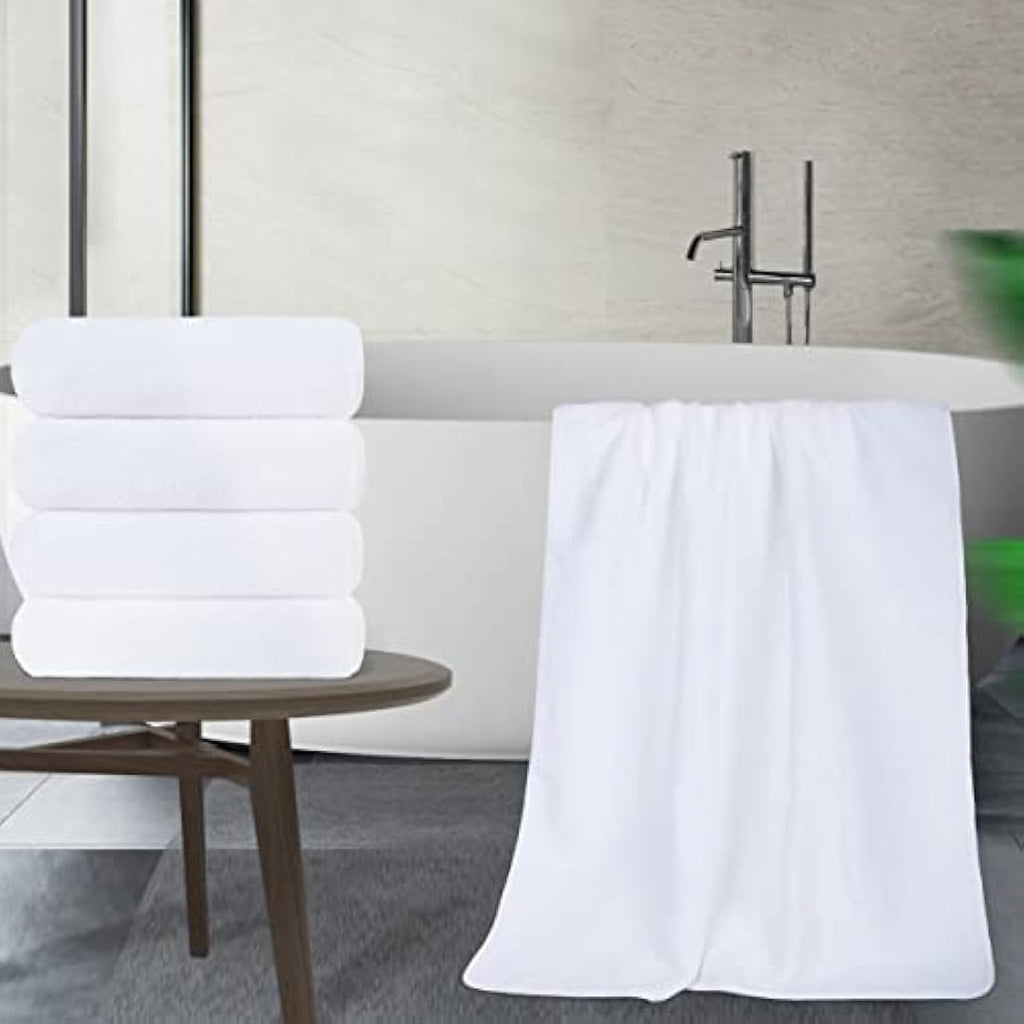 Polyte Microfibre Bath Towel - Quick Dry Lint Free Pack of 4 (White)