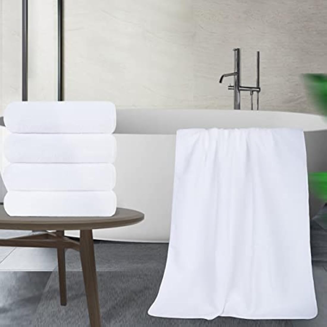 Polyte Microfibre Bath Towel - Quick Dry Lint Free Pack of 4 (White)