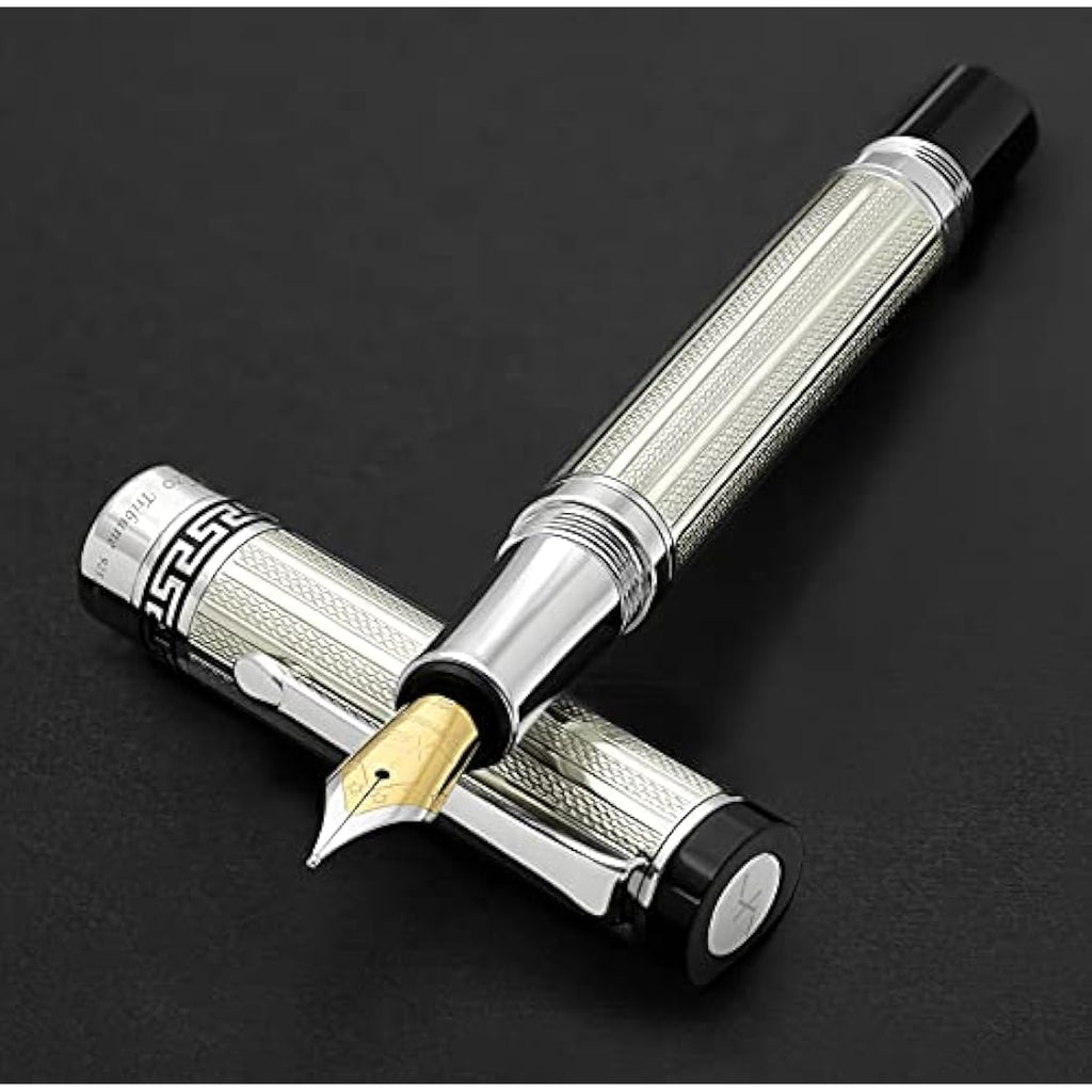 Xezo Tribune 925 Sterling Silver Fountain Pen | Platinum Plated Medium Nib