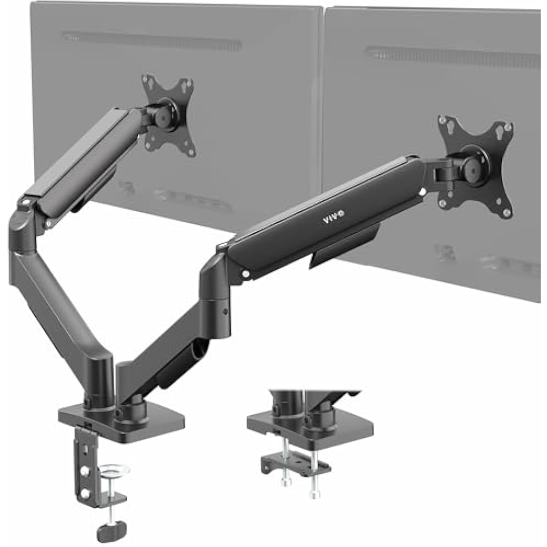 VIVO Dual Monitor Desk Mount – Height Adjustable Pneumatic Arm