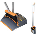 Long Handled Broom and Dustpan Set | 54" Upright Sweeping - Orange