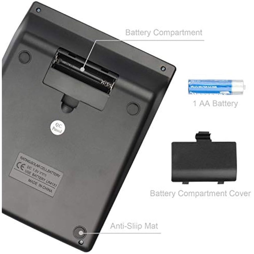 HIHUHEN 12-Digit Desktop Calculator – Solar & Battery Power – Big Button